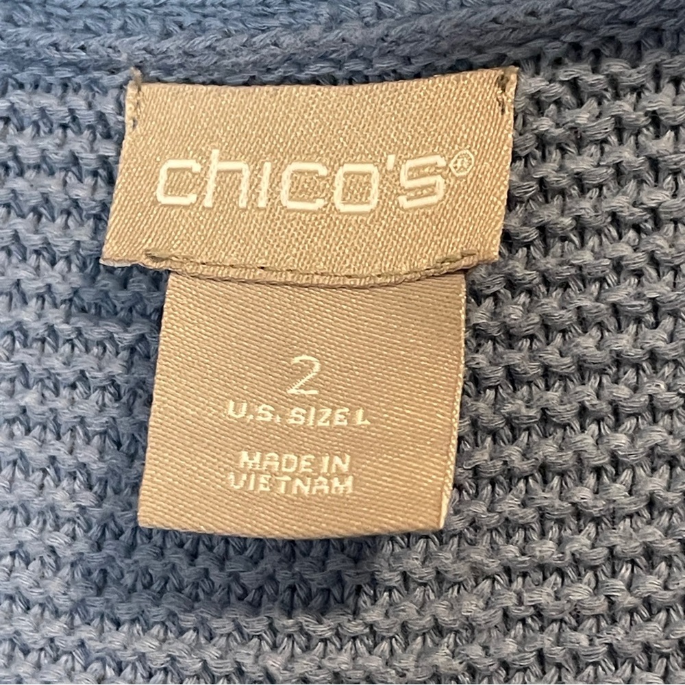 Chico's Light Blue V-Neck Tunic Sweater - Picture 5 of 6